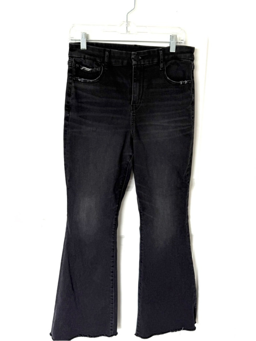 American Eagle Curvy Super High Rise Flare Fray Hem Jeans